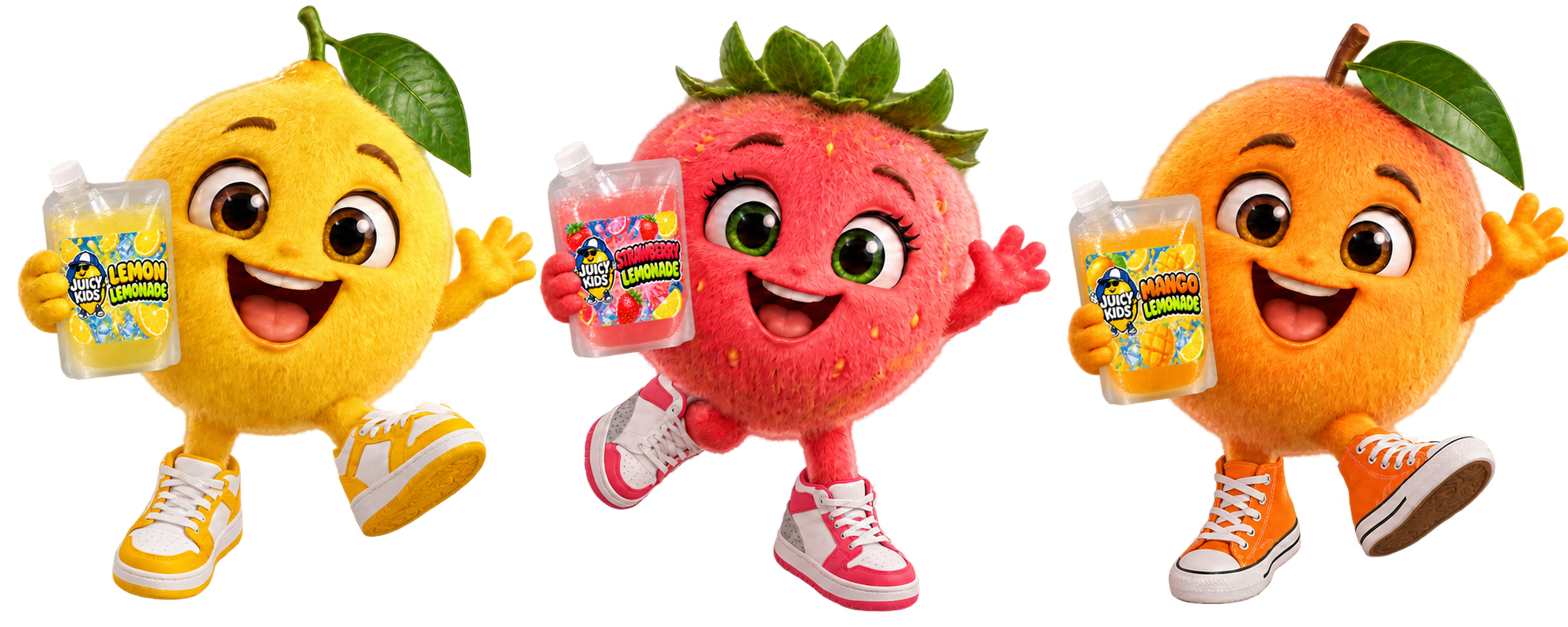 Sunny Lemon holding a lemonade pouch
